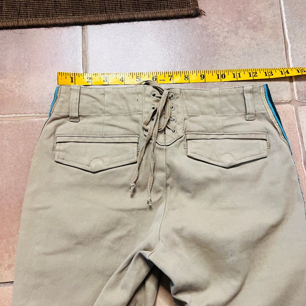 Pam and Gela Y2K 2000's Khaki and Blue Stripe Slacks Size M - Picture 3 of 4